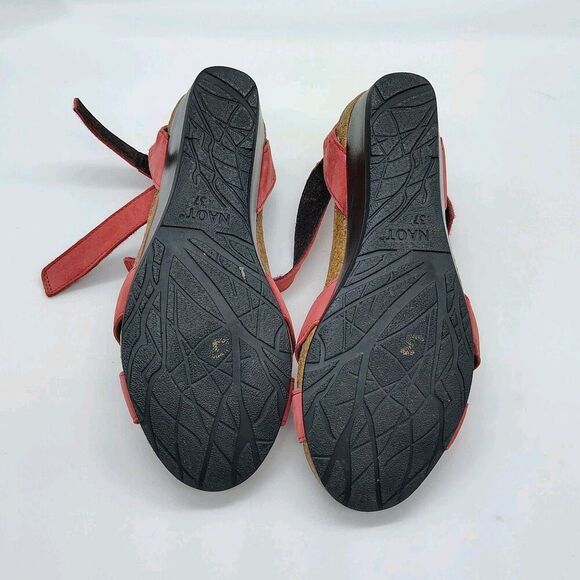 Naot Sandals 37 6 6.5 Women’s Brick Red Leather Wedge Comfort Ankle Strap Shoes - Picture 6 of 7